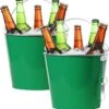 2x Seaux à Glace/seau à Bière Métal Vert - 6L - Seaux à Boissons - Refroidisseurs à Boissons - Refroidisseurs à Seaux à Vin
