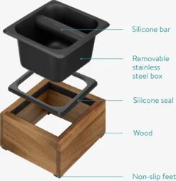 Navaris Knock Box Café Pour Machine Expresso - 18 X 17 X 11 Cm - Knockbox En Bois D'acacia Et Acier Inoxydable -Cuisine Fournitures Magasin 1162x1200 5