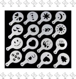 Epin 3D - Gabarit Cappuccino - Set Barista Réutilisable - Gabarits Cacao - 16 Pcs