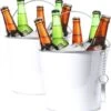 2x Seaux à Glace/seau à Bière Métal Blanc - 6L - Seaux à Boissons - Refroidisseurs à Boissons - Refroidisseurs à Seaux à Vin
