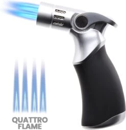 Briquet Cozy Quattro - Briquet Feux D'artifice - Briquets - Briquet à Gaz - Briquet Tempête - Brûleur à Gaz - Briquet Barbecue - Briquet Bougies - Briquet à Gaz Rechargeable - Briquet Gaz - Brûleur Crème Brûlée