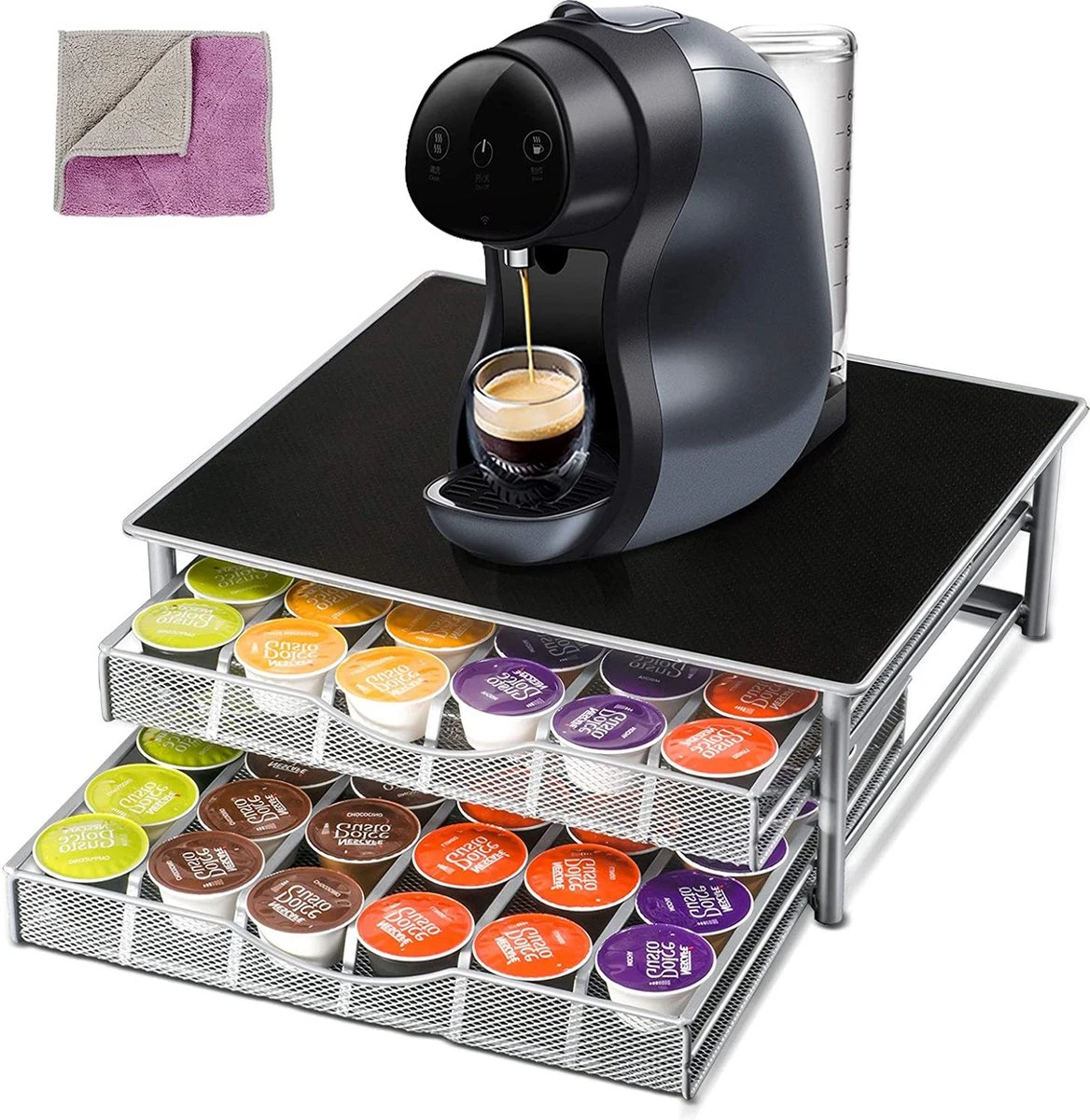 Porte-capsules Masthome Café Avec Tiroir Pour Capsules Dolce Gusto, Pour 72 Dosettes De Café, 1 Chiffon De Nettoyage Inclus 1 Porte-capsules Masthome Café Avec Tiroir Pour Capsules Dolce Gusto, Pour 72 Dosettes De Café, 1 Chiffon De Nettoyage Inclus