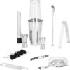 Ensemble De Cocktails Set | Set De 14 Shakers à Cocktail | Y Compris Boîte-cadeau | ACIER INOXYDABLE | Couleur Argent
