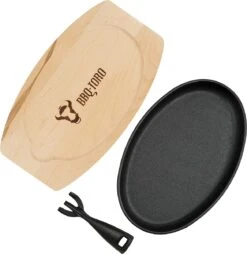 Ensemble De Casseroles De Service BBQ-Toro Avec Base En Bois | 27 X 18 X 3 Cm - Ovale - Motif Vierge | Poêles à Griller En Fonte -Cuisine Fournitures Magasin 1169x1200 11