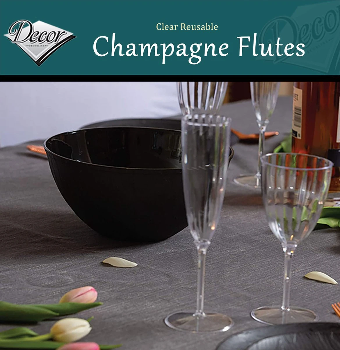 Decorline - 48 X Verres à Champagne En Plastique à Usage Multiple De Transparent, Verres à Pied Flûte à Champagne En Plastique Pour Mariages, Célébrations Et Fêtes, Set - Lot De 48 - Transparent 4 Decorline - 48 X Verres à Champagne En Plastique à Usage Multiple De Transparent, Verres à Pied Flûte à Champagne En Plastique Pour Mariages, Célébrations Et Fêtes, Set - Lot De 48 - Transparent – Image 4