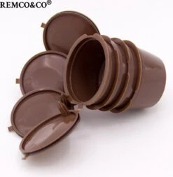 Filtre à Capsules De Café TDR Cup-4 Filtre à Capsules Rechargeable Avec Cuillère Et Brosse Pour Machines à Café DOLCE GUSTO - Marron