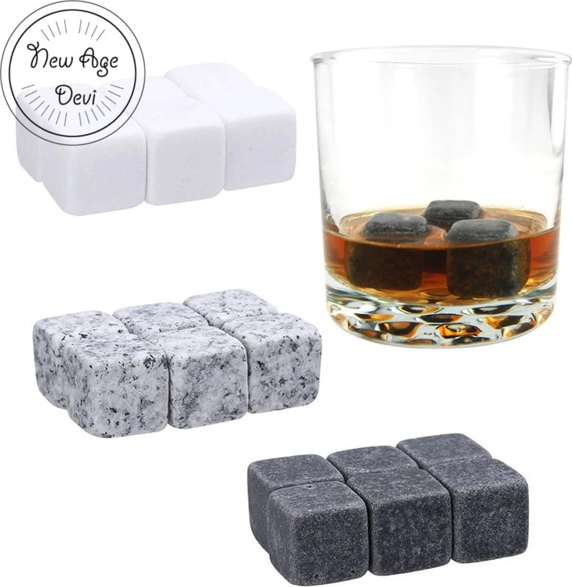 New Age Devi - Pierres à Whisky - Pierres à Whisky - 9 Pièces - Pierres Naturelles - On The Rocks - Glaçons Naturels 2 New Age Devi - Pierres à Whisky - Pierres à Whisky - 9 Pièces - Pierres Naturelles - On The Rocks - Glaçons Naturels – Image 2