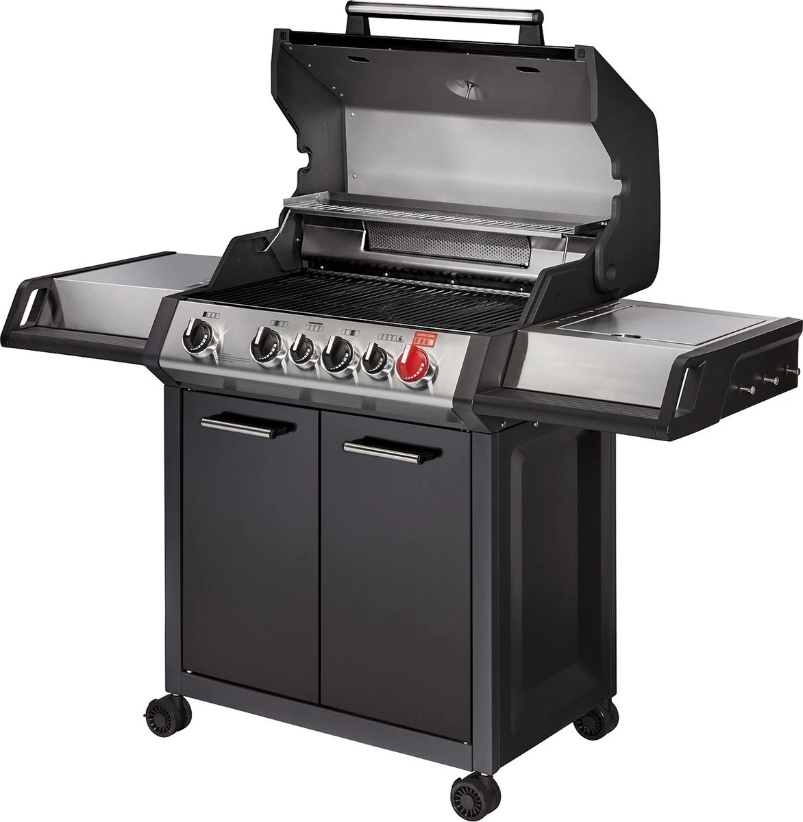 Barbecue à Gaz Enders Monroe Black Pro 4 IK Turbo - Surface De Cuisson 74 × 43 Cm - 41 Kg - Allumage Piezo - Dimensions 153,5 × 58 × 118,5 Cm - Amovible 4 Barbecue à Gaz Enders Monroe Black Pro 4 IK Turbo - Surface De Cuisson 74 × 43 Cm - 41 Kg - Allumage Piezo - Dimensions 153,5 × 58 × 118,5 Cm - Amovible – Image 4