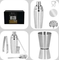 Ensemble De Cocktails Set | Set De 5 Shakers à Cocktails | Y Compris Boîte-cadeau | ACIER INOXYDABLE | 750 Ml | Couleur Argent -Cuisine Fournitures Magasin 1172x1200 6