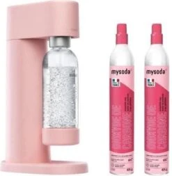 MYSODA P2C-WD002F-LP - Ensemble De Machine à Eau Pétillante Woody Pink - 2 Bouteilles De CO2 De 60 L Incluses 1 - Bouteille De Carbonisation De 1 L