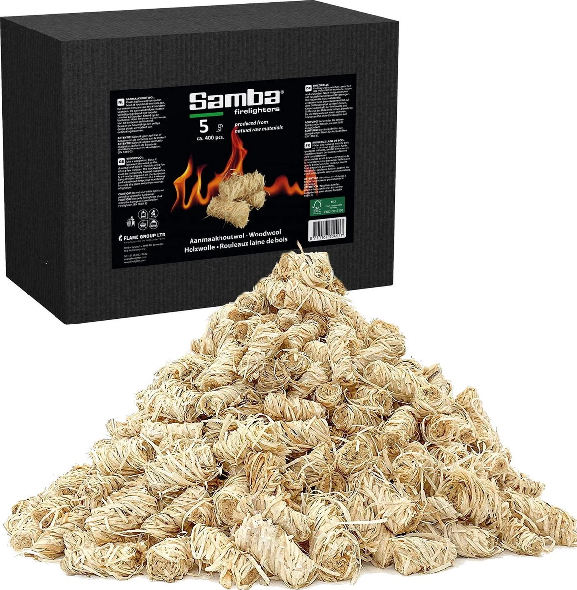 Boucles De Briquet En Laine De Bois Samba 400 Pièces, 5 Kg. Dans Un Carton Extérieur - Respectueux De L'environnement - Neutre En CO2 - FSC® 1 Boucles De Briquet En Laine De Bois Samba 400 Pièces, 5 Kg. Dans Un Carton Extérieur - Respectueux De L'environnement - Neutre En CO2 - FSC®
