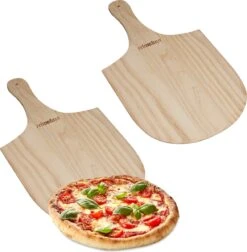 Relaxdays 2 X Pelle à Pizza Bois - Spatule à Pizza - Cuillère à Pain - Cuillère à Pizza - Ronde - Marron -Cuisine Fournitures Magasin 1175x1200 12