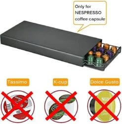 TDR - Porte-capsule Avec Tiroir - Convient Pour Nespresso - Porte-tasses à Café Expresso - 40 Capsules - Acier Inoxydable - Zwart -Cuisine Fournitures Magasin 1177x1200 2