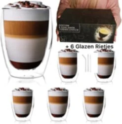 Verres à Double Paroi + 6 Pailles En Verres - Set De 6 - Verres à Café à Café Latte Macchiato Espresso - Tasses à Café/ Verres à Verres à Thé - Verre à Café - 6 X 350 Ml -Cuisine Fournitures Magasin 1178x1200 7