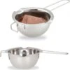 Relaxdays 2 X Melting Pot Inox - Poêle Au Bain Marie - Ø 11 Cm - Argent - Métal - Fondant