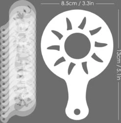 16 Cappuccino Café Barista Stencils Template Spreader Pad Duster Spray - Cappuccino Template - Réutilisable Barista Set - Cocoa Modèles - 16 Pièces -Cuisine Fournitures Magasin 1179x1200 4