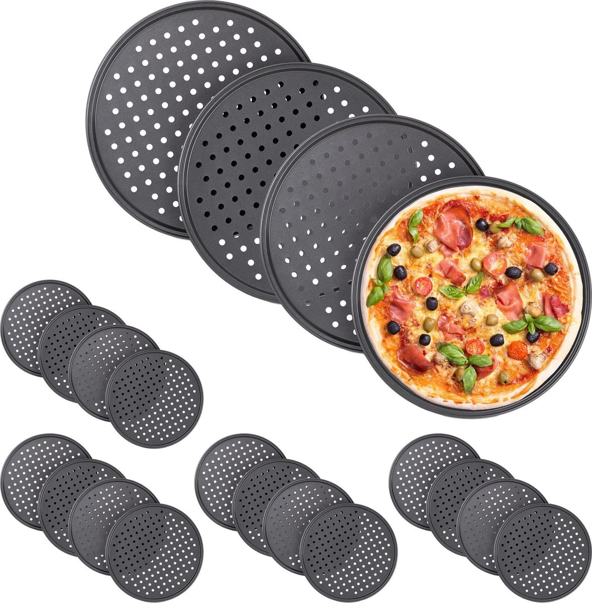 Relaxdays 20x Plaque à Pizza 32 Cm Ronde - Plaque à Pizza - Plaque à Pâtisserie - Plaque à Four - Acier - Set 1 Relaxdays 20x Plaque à Pizza 32 Cm Ronde - Plaque à Pizza - Plaque à Pâtisserie - Plaque à Four - Acier - Set