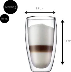 Verre GLAEZ® à Double Paroi - Verres à Verres à Café Latte Macchiato - Tasses à Café / Verres à Thé - Longdrinkglas - Mojitoglas - Verre à Café Verres à Thé à La Bouche - Verres à Café à Double Paroi - Lave-vaisselle - 450 Ml -Cuisine Fournitures Magasin 1179x1200 8