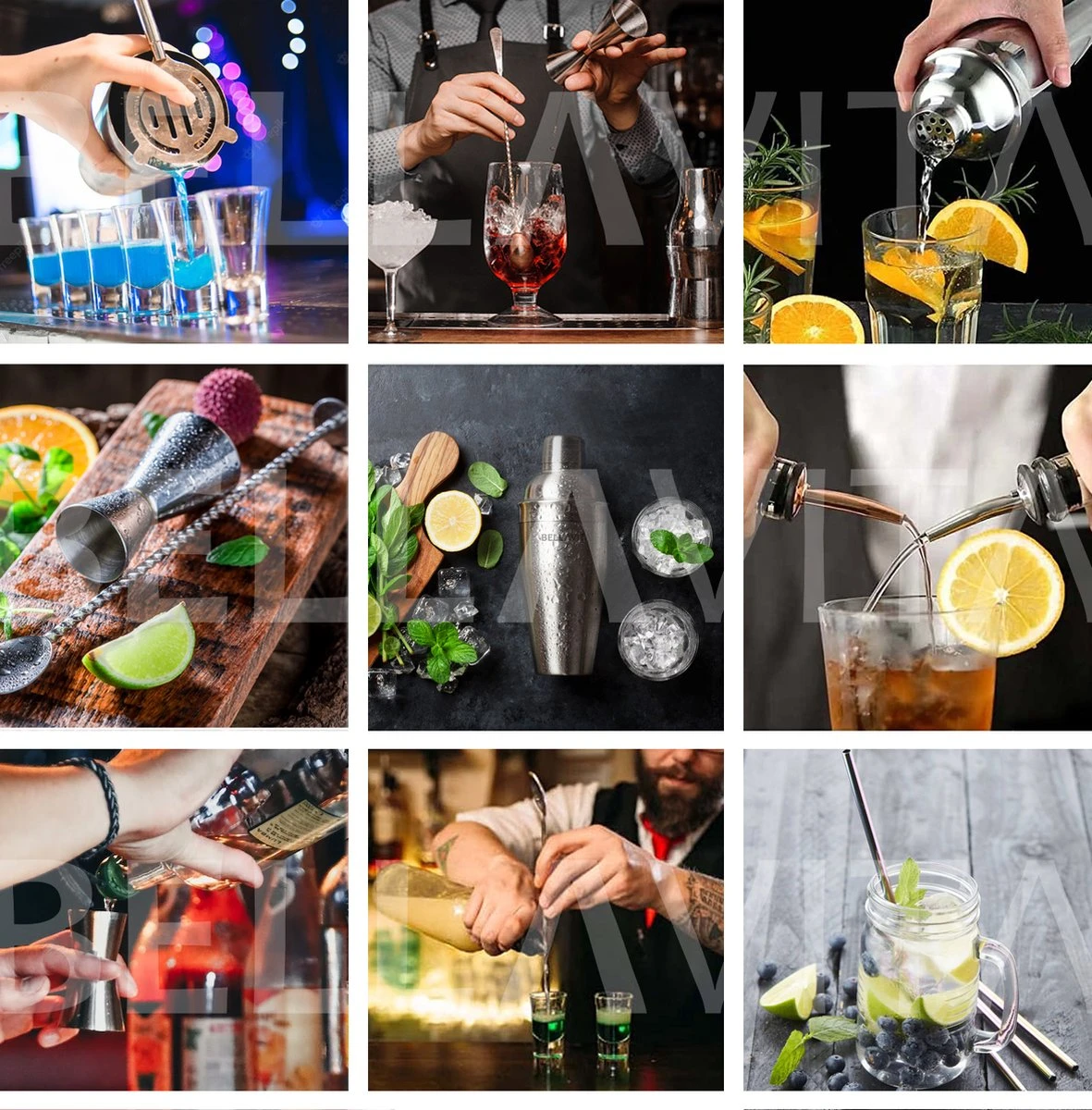 BELLAVITA Cocktail Set - 16 Pièces - 750ml - Cocktail - Shaker - Bartender - Verre Doseur - Acier Inoxydable - Bamboe 12 BELLAVITA Cocktail Set - 16 Pièces - 750ml - Cocktail - Shaker - Bartender - Verre Doseur - Acier Inoxydable - Bamboe – Image 12