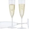 Decorline - 48 X Verres à Champagne En Plastique à Usage Multiple De Transparent, Verres à Pied Flûte à Champagne En Plastique Pour Mariages, Célébrations Et Fêtes, Set - Lot De 48 - Transparent