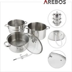 AREBOS Presse Fruits Extracteur Vapeur Presse-agrumes Cuiseur Vapeur Extracteur De Jus Ø 26cm -Cuisine Fournitures Magasin 1188x1200 2
