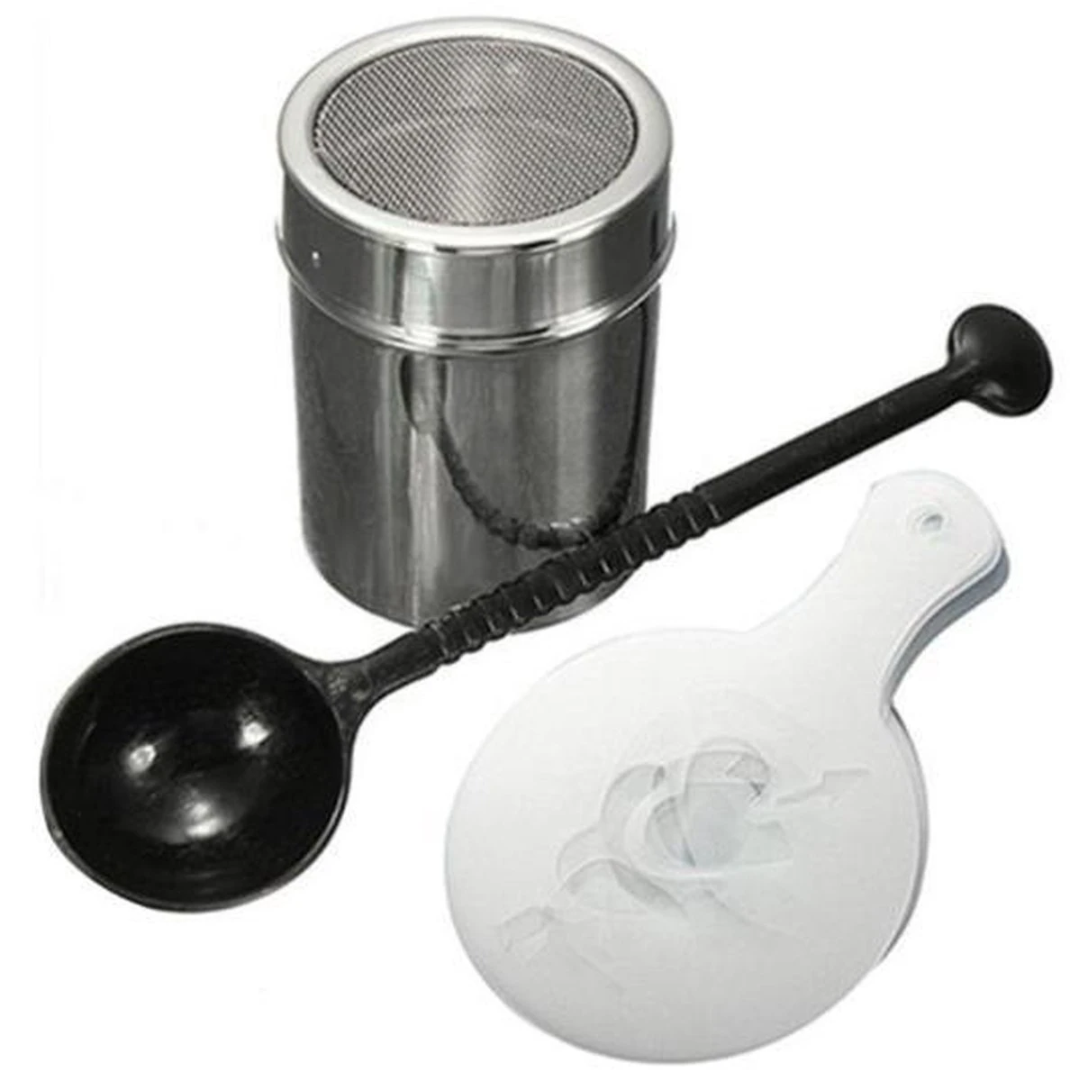 Set' écarteurs à Cappuccino / Cacao En Acier Inoxydable - Avec Modèles De Café / Cacao Et Cuillère à Tools Barista 1 Set' écarteurs à Cappuccino / Cacao En Acier Inoxydable - Avec Modèles De Café / Cacao Et Cuillère à Tools Barista