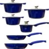 Kookkunst Holland Poêle à Induction 10 Pièces Avec Couvercles Et Poignées Froides En Silicone - Bleu