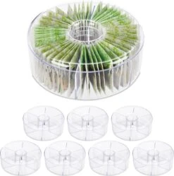 Relaxdays 8 X Boîte à Thé Ronde - Boîte à Thé Transparente - Boîte De Rangement Sachets De Thé - 6 Compartiments