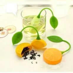Passoire à Thé Au Citron - Filtre à Thé Mâle - Passoire à Thé En Vrac - Boule Aux Herbes - Passoire - Pinces - Infuseur - Oeuf De Thé - Mr Tea - Tea Man - Jaune Avec Feuille Verte - 1 Pièce - EPIN 3D