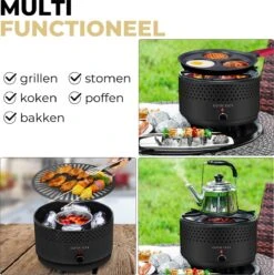 Ozocozy BBQ-ONE Barbecue De Table à Charbon - Ø30 Cm - Zwart - Incl. Sac De Transport, Brosse à Pâtisserie En Silicone Et Pince à Barbecue En Acier Inoxydable - Cadeau De La Vaderdag -Cuisine Fournitures Magasin 1193x1200 3