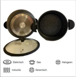 Poêle à Couscous Royal Swiss - Couscoussier - Cuiseur Vapeur - 4L - Toutes Sources De Chaleur - Aluminium Recouvert De Pierre - Couvercle En Verres - NOIR 7 Poêle à Couscous Royal Swiss - Couscoussier - Cuiseur Vapeur - 4L - Toutes Sources De Chaleur - Aluminium Recouvert De Pierre - Couvercle En Verres - NOIR -Cuisine Fournitures Magasin 1193x1200 6