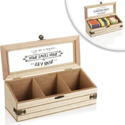 COM-FOUR® Boîte De Rangement Pour Sachets De Thé Rustique - Boîte à Thé De Style Campagnard Avec 3 Compartiments Et Fenêtre De Visualisation - Boîte à Thé - Stockage De Thé - Boîte à Sachets De Thé (3 Compartiments) -Cuisine Fournitures Magasin 1193x1200 7