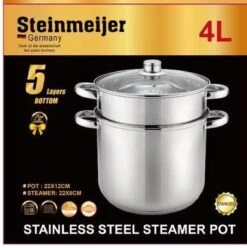 Set De Casseroles à Vapeur Steinmeijer -4L En Acier Inoxydable Ø 24 Cm - 3 Pièces - Avec Fond 6 Couches