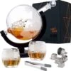 Set De Carafes à Whisky , Coffret Cadeau Carafe Globe , 1500 Ml - Comprenant Des Verres, Des Pierres à Whisky Et Un Bouchon En Verres