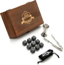 Set Cadeau Whisky Stone - 9 Pierres De Refroidissement En Granit - Avec Pince à Glaçons - Pochette De Congélation - Bec Verseur Et Bouchon -Cuisine Fournitures Magasin 1194x1200 9