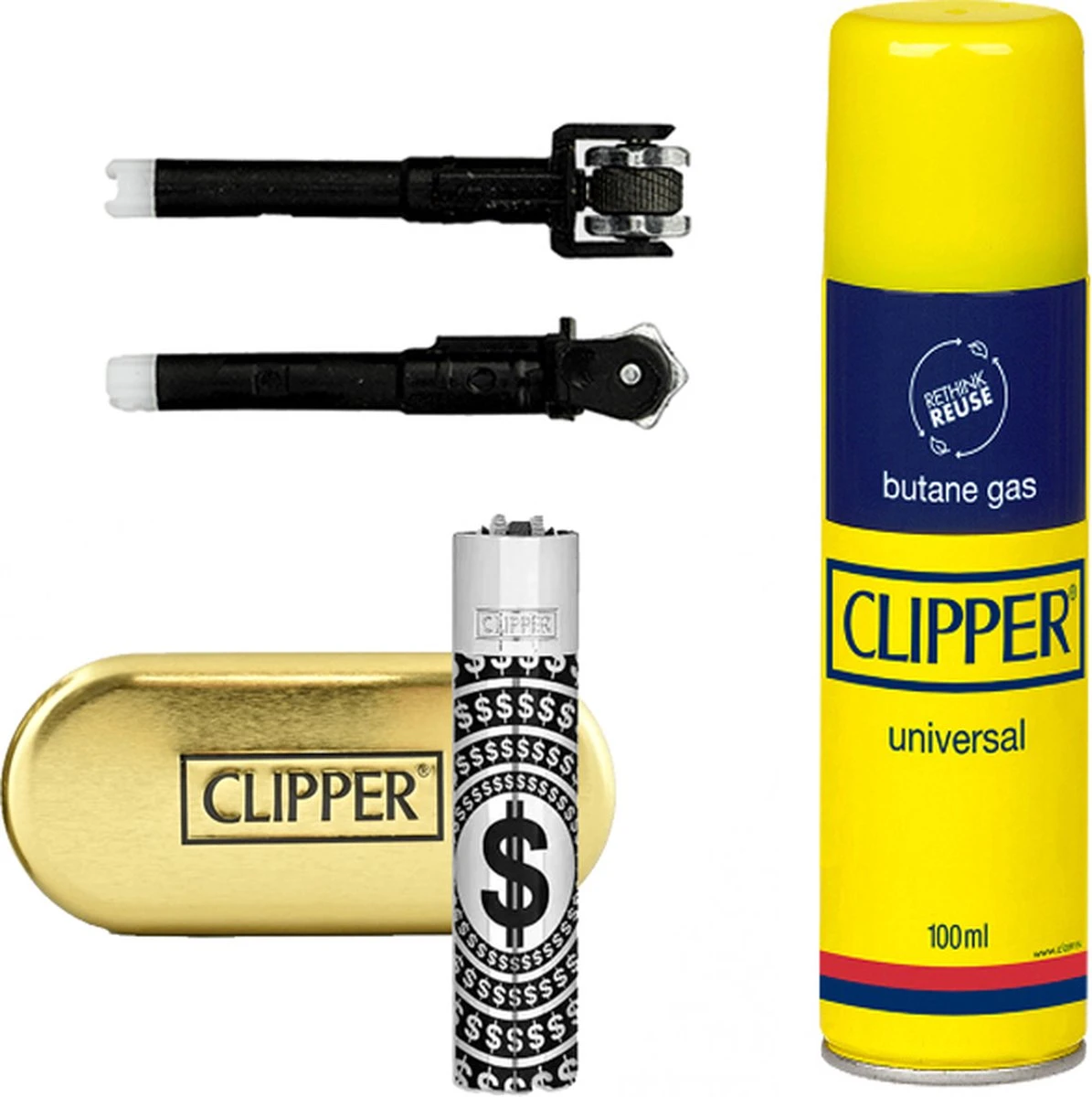Deal Clipper Classic Large Métal "Dollar Silver" + 1 X Clipper Gas 100ml + 2 X Flint Systems 1 Deal Clipper Classic Large Métal "Dollar Silver" + 1 X Clipper Gas 100ml + 2 X Flint Systems