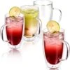 Ensemble De Tasses à Café à Double Paroi Verres Isothermes En Verre Transparent Avec Anses Pour Boissons Chaudes Ou Froides, Par Ex. Café, Latte, Mochiatto, Thee - Set De 4, 500 Ml