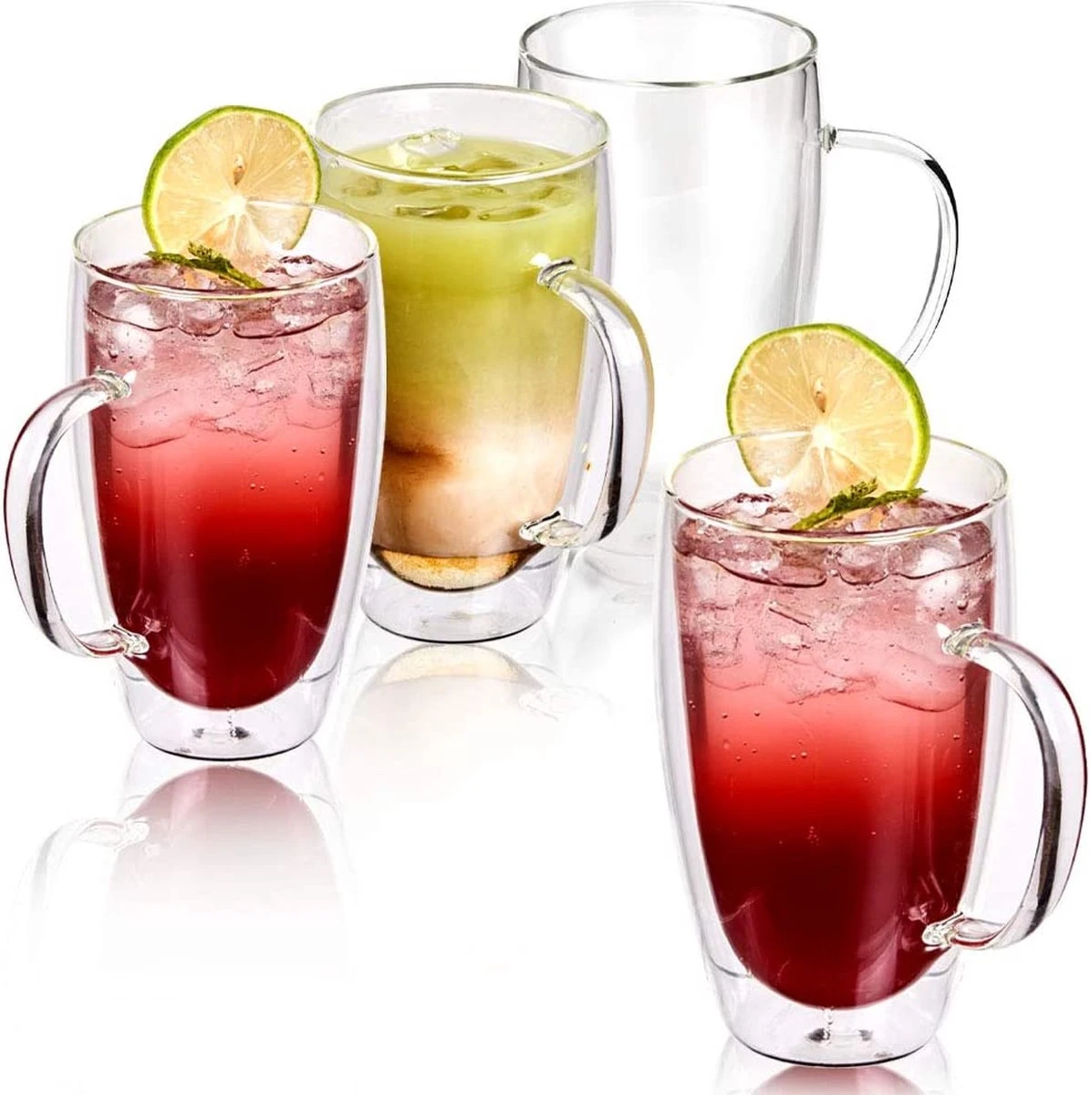 Ensemble De Tasses à Café à Double Paroi Verres Isothermes En Verre Transparent Avec Anses Pour Boissons Chaudes Ou Froides, Par Ex. Café, Latte, Mochiatto, Thee - Set De 4, 500 Ml 1 Ensemble De Tasses à Café à Double Paroi Verres Isothermes En Verre Transparent Avec Anses Pour Boissons Chaudes Ou Froides, Par Ex. Café, Latte, Mochiatto, Thee - Set De 4, 500 Ml