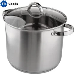 TR Goods - Pot à Soupe En Acier Inoxydable 8,5 Litres Avec Couvercle - Acier Inoxydable - Avec Couvercle - 24 Cm - Convient Pour L'induction