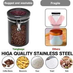 Boîte à Café Hermétique Avec Support, Noir 1850 Ml X 2 Récipients à Café En Acier Inoxydable, Stockage De Grains De Café Avec Cuillère Pour Grains De Café, Poudre De Café, Thé, Noix Et Cacao -Cuisine Fournitures Magasin 1196x1200 8