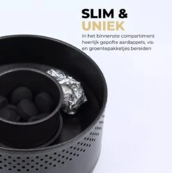 Ozocozy BBQ-ONE Barbecue De Table à Charbon - Ø30 Cm - Zwart - Incl. Sac De Transport, Brosse à Pâtisserie En Silicone Et Pince à Barbecue En Acier Inoxydable - Cadeau De La Vaderdag -Cuisine Fournitures Magasin 1197x1200 1