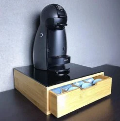 Porte-capsule / Machine à Café Standard Avec Tiroir - Glas Zwart / Bois De Bamboe - Café Et Tasses à Café Standard - Porte-gobelet Boîte à Thé Porte-capsule OA Dolce Gusto -Cuisine Fournitures Magasin 1197x1200 13