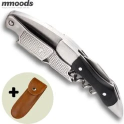 Mmoods Tire-Bouchon Vin Zwart - Couteau De Serveur Avec Rainure Fendue - Ouvre-Vin - Couteau Sommelier - Cadeau