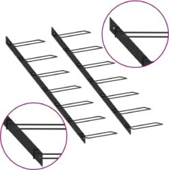 Range-bouteilles - Porte-bouteilles Pour 14 Bouteilles Montage Mural 2 Pcs Métal Noir -Cuisine Fournitures Magasin 1197x1200 19