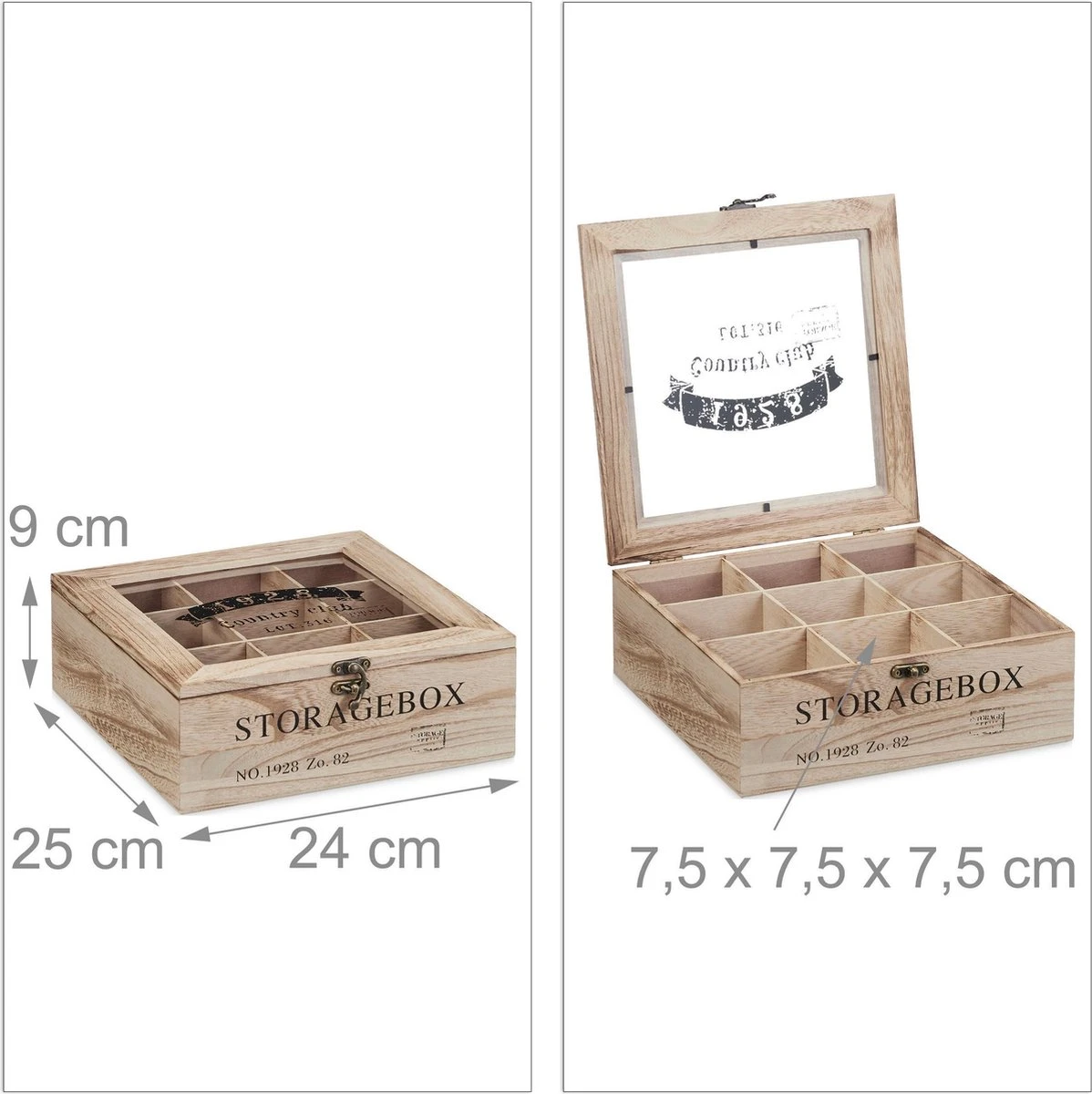 Boîte à Thé Relaxdays 9 Compartiments - Boîte De Rangement Thé - Boîte à Thé En Bois - Support Sachet à Thé - Grand 5 Boîte à Thé Relaxdays 9 Compartiments - Boîte De Rangement Thé - Boîte à Thé En Bois - Support Sachet à Thé - Grand – Image 5