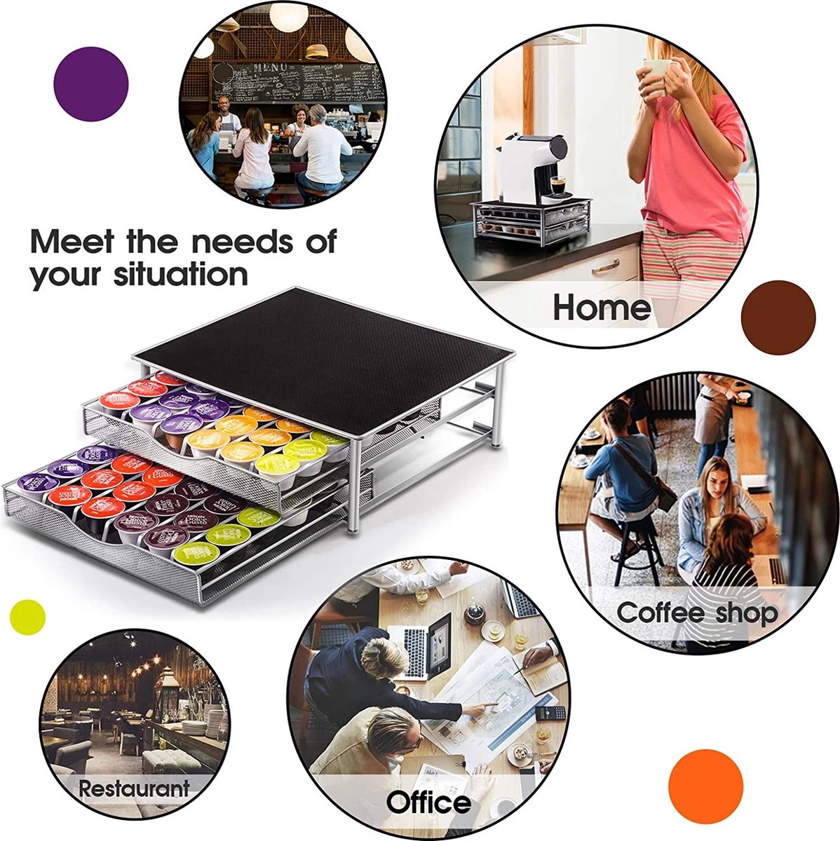 Porte-capsules Masthome Café Avec Tiroir Pour Capsules Dolce Gusto, Pour 72 Dosettes De Café, 1 Chiffon De Nettoyage Inclus 4 Porte-capsules Masthome Café Avec Tiroir Pour Capsules Dolce Gusto, Pour 72 Dosettes De Café, 1 Chiffon De Nettoyage Inclus – Image 4