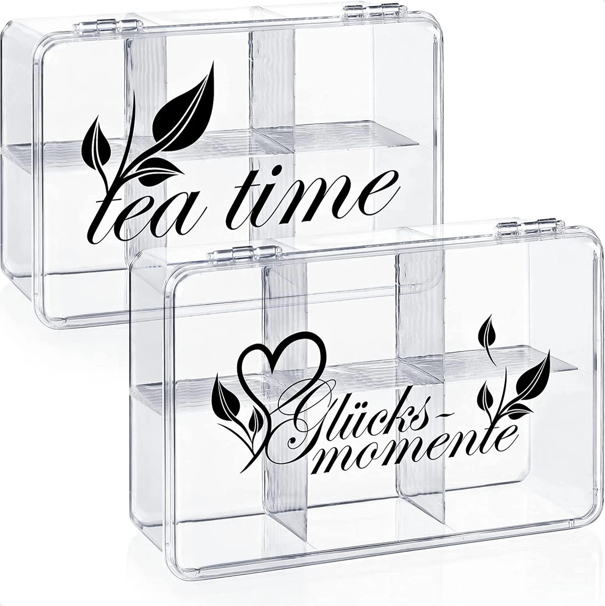 2x Boîte De Rangement Pour Thé Et Sachets De Thé - Boîte à Thé En Plastique Transparent Avec 6 Compartiments - Boîte à Thé Pour Le Stockage Du Thé 1 2x Boîte De Rangement Pour Thé Et Sachets De Thé - Boîte à Thé En Plastique Transparent Avec 6 Compartiments - Boîte à Thé Pour Le Stockage Du Thé