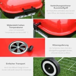 Barbecue à Charbon Outsunny Sur Roulettes Barbecue Chariot Boule Barbecue Grill Avec Couvercle BBQ Métal Rouge 01-0569 14 Barbecue à Charbon Outsunny Sur Roulettes Barbecue Chariot Boule Barbecue Grill Avec Couvercle BBQ Métal Rouge 01-0569 -Cuisine Fournitures Magasin 1198x1200 3