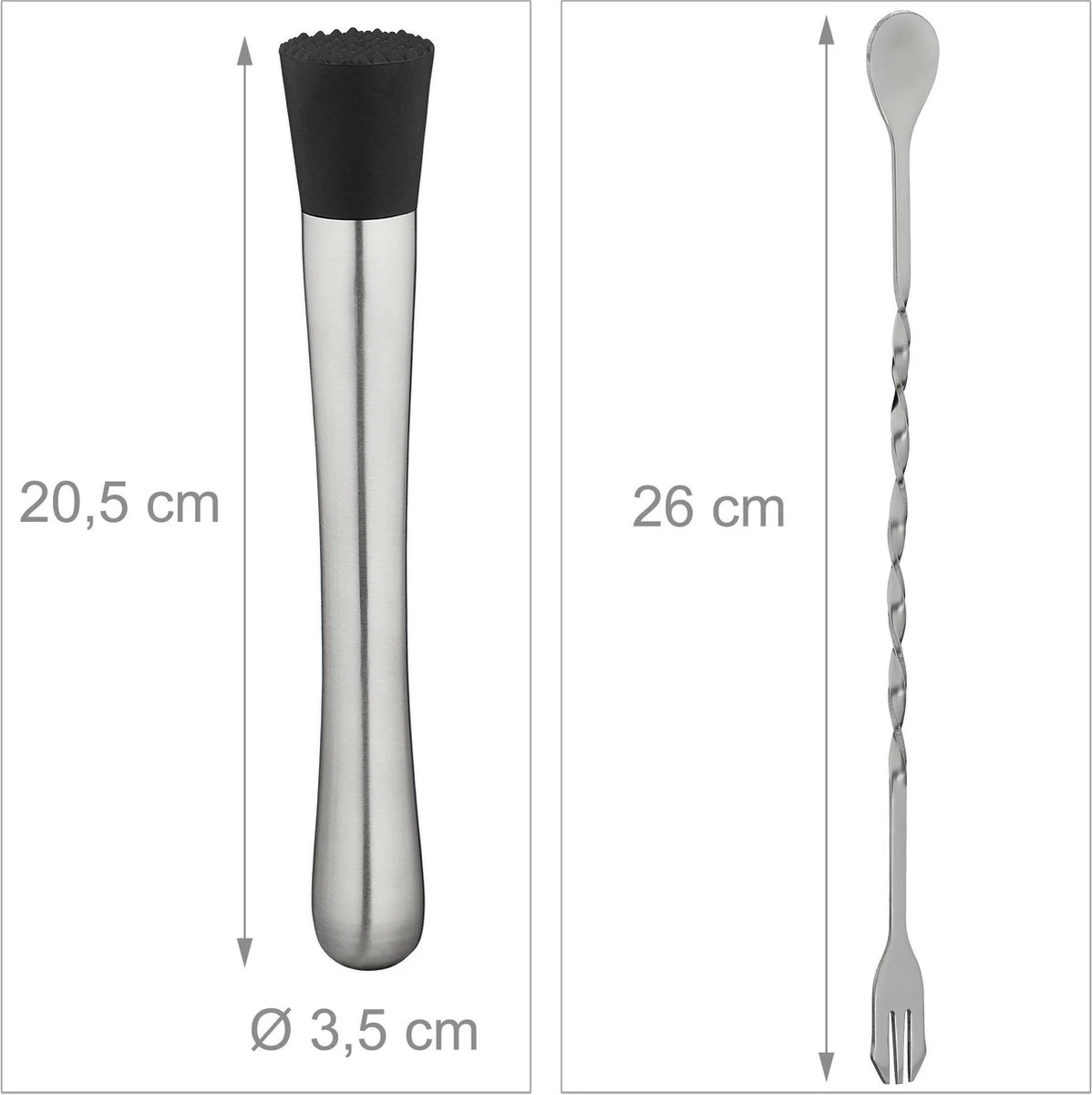 Relaxdays Pilon à Cocktail Et Cuillère De Bar - Pilon - Cuillère à Cocktail - 26 Cm - Goût Neutre 6 Relaxdays Pilon à Cocktail Et Cuillère De Bar - Pilon - Cuillère à Cocktail - 26 Cm - Goût Neutre – Image 6