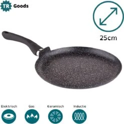 TR Goods - Poêle à Crêpes Ø25cm - Poêle à Crêpes - Olimp Zwart - Antiadhésif - Revêtement Antiadhésif - Convient Pour L'induction